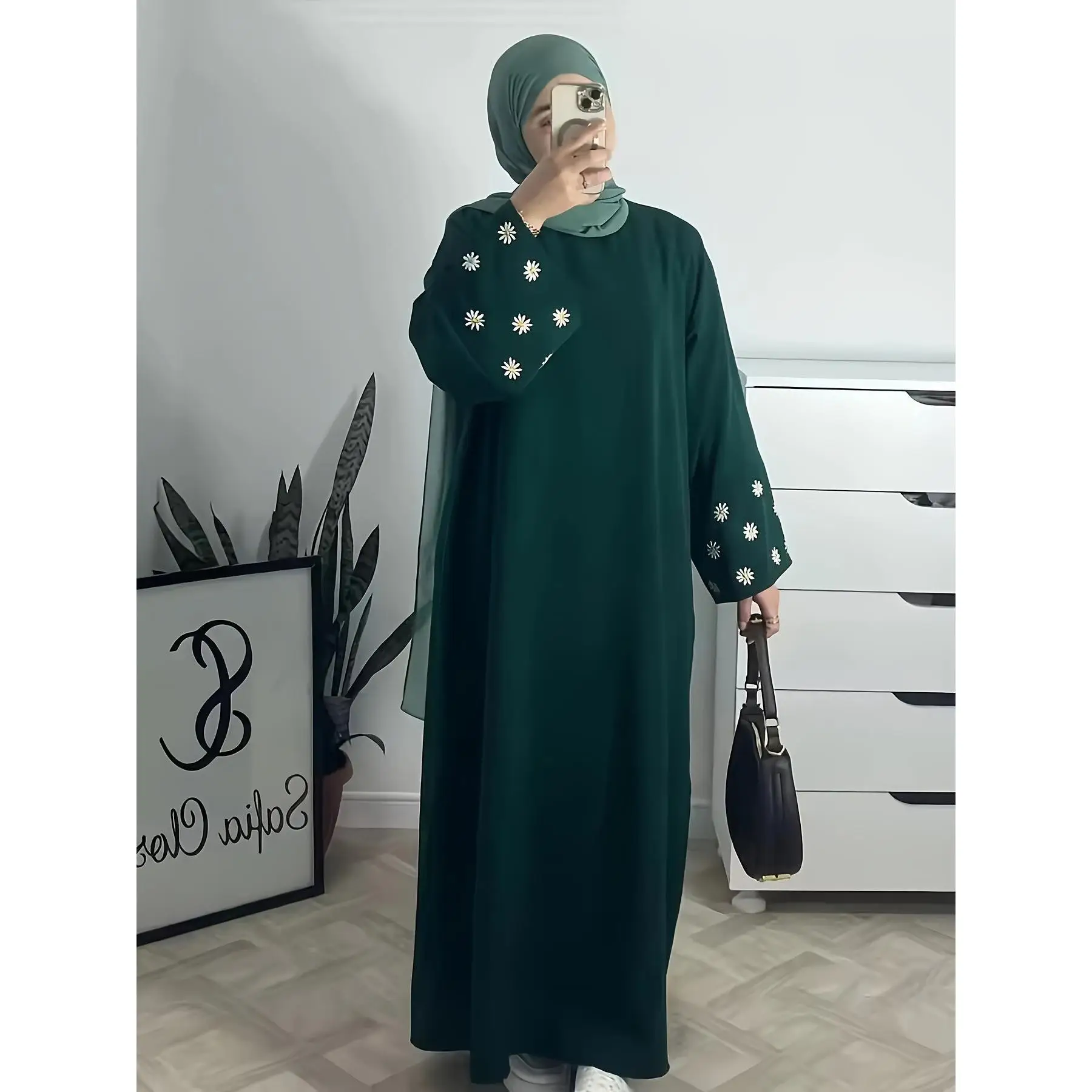 سترة مطرزة طويلة irt دكتور دبي Sle الشرق الأوسط مطبوعة كاجوال نسائية طويلة Sve مستديرة Ne Dr