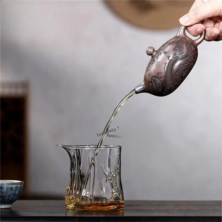 200ml Aesthetic Yixing Purple Clay Teapots Master Handmade Dragon Xishi Pot Raw Ore Agilawood Section Mud Kettle Zisha Tea Set