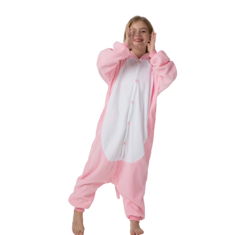 Kids Pink Cute Piggy Cartoon Cosplay One Piece Pajamas Kids Baby Animals Halloween Boys Girls Kigurumi Anime Pajamas