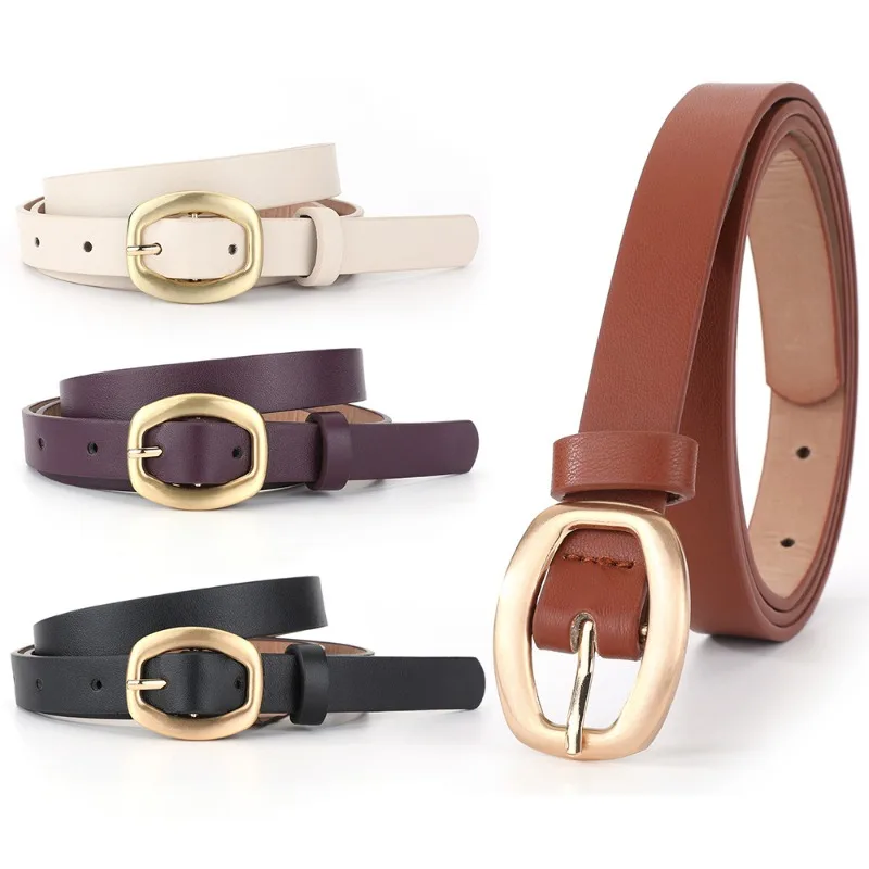 Fashionable Casual Minimalist Slim Women’s Versatile Small Leather Belt – Trendy Elegant Dress and Jeans Accent Belts