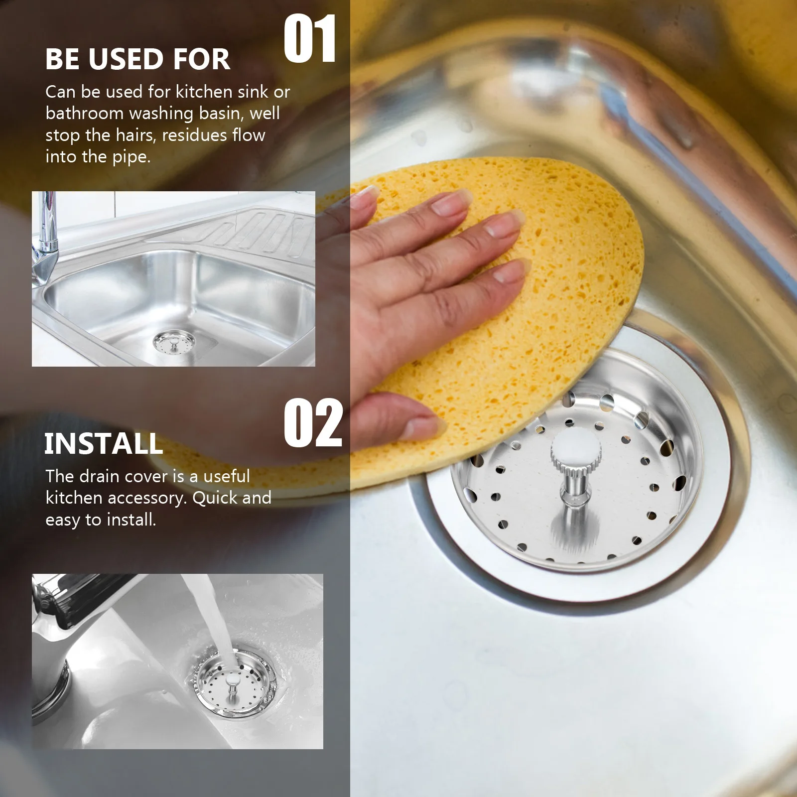2 шт., сливная крышка из нержавеющей стали для кухонной раковины, пробка для мойки, аксессуары для домашней мойки, крышки сливного фильтра для кухни