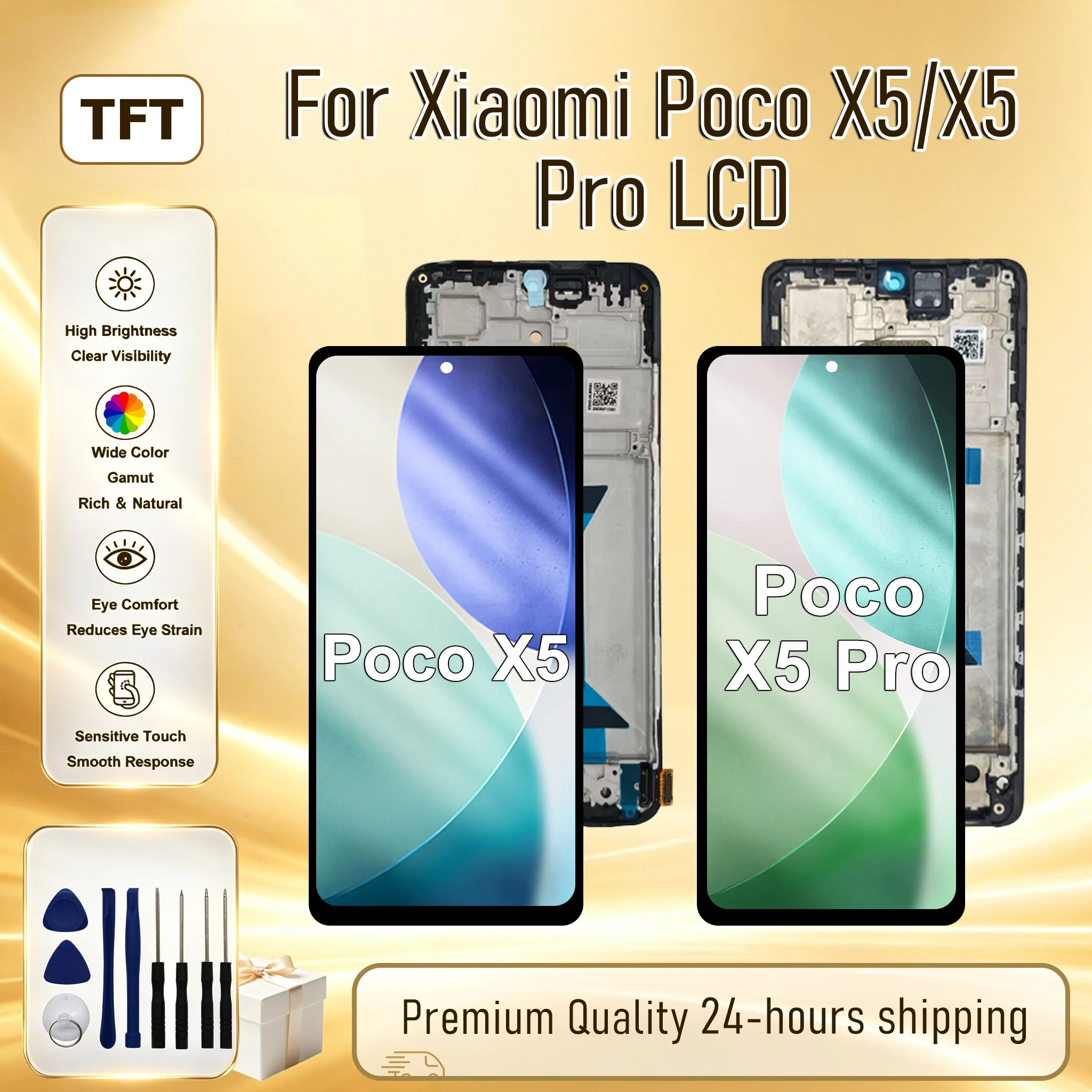 TFT LCD For Xiaomi Poco X5 Display 22111317PG Touch Screen For Xiaomi Poco X5 Pro LCD 22101320G Digitizer Assembly Replacement