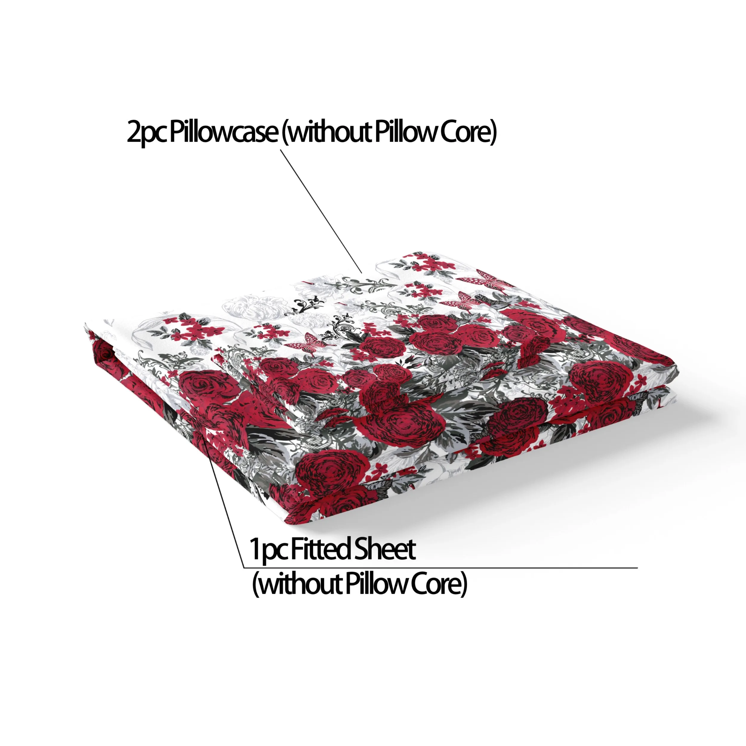 Red Small Butterfly + Red Rose - огляд і ціна Fitted Sheet Deep