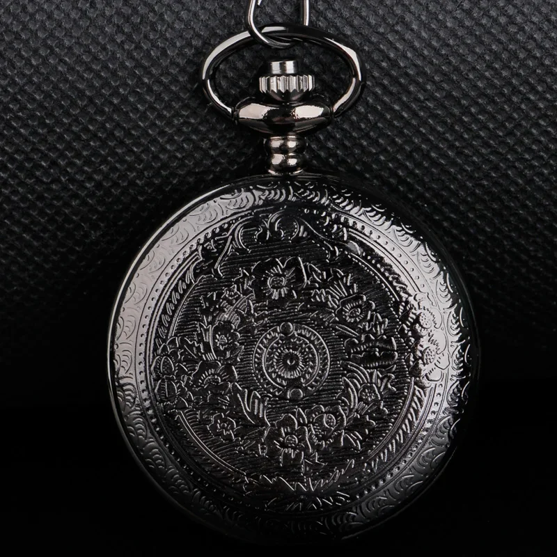 Black Quartz Pocket Watch with Necklace "I Love You" Grandpa Gift Roman Numeral Dial Simple Style Direct Sales Product