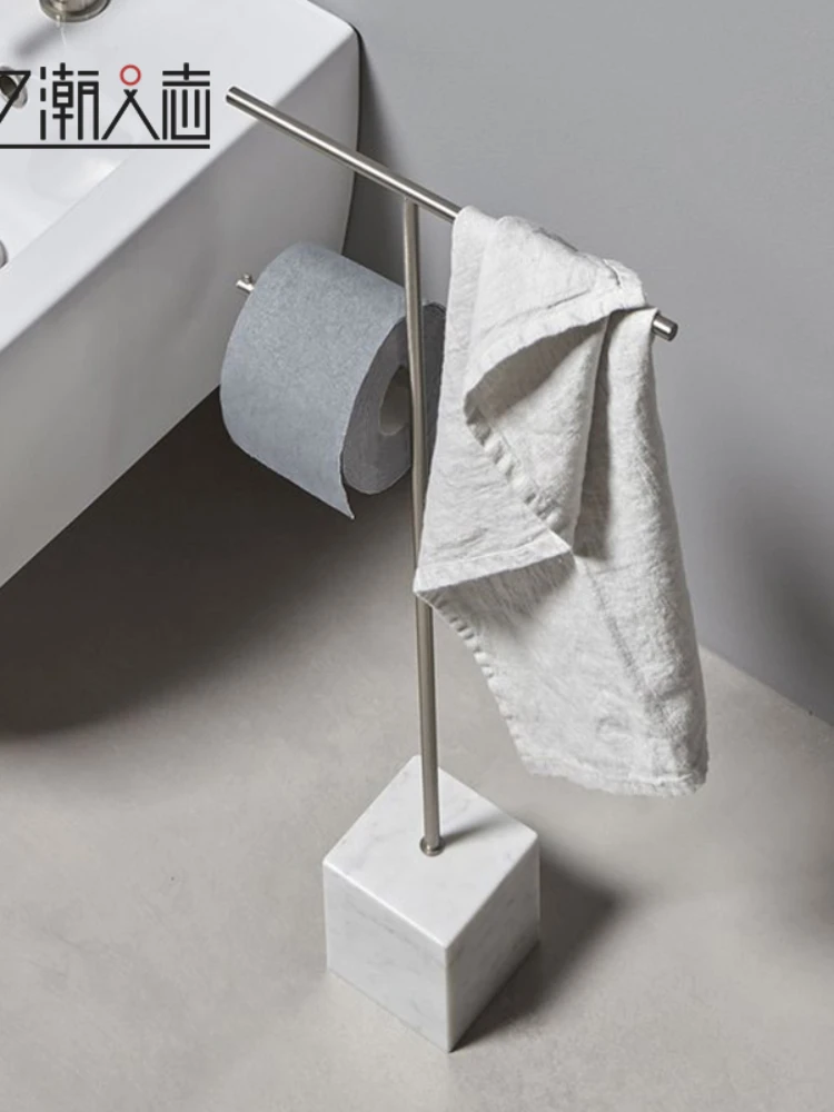 Bathroom Toilet Marble Floor Vertical Towel Rack Tissue Holder Bath Towel Rack