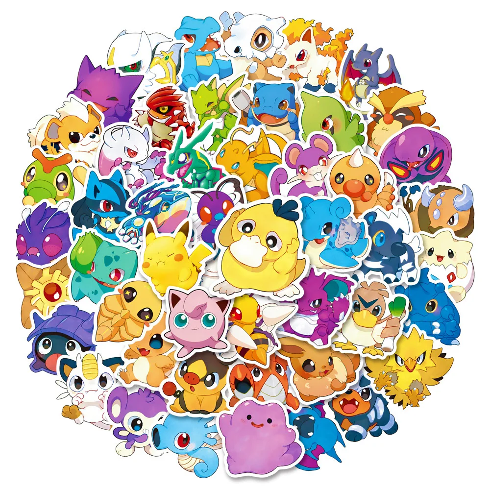 10/30/50pcs Cute Pokemon Anime Stickers Kawaii Pikachu Gengar Cartoon Sticker Phone Water Bottle Laptop Graffiti Decals Kids Toy