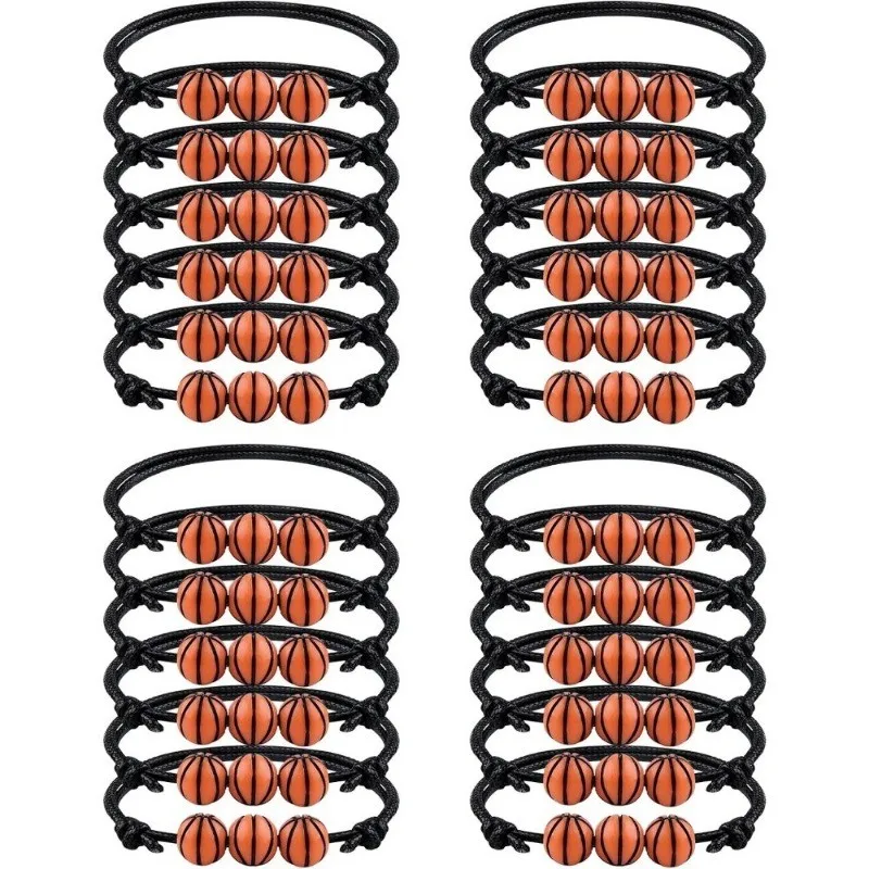 20 Pcs Basketball Bracelet Adjustable Sports Theme Bracelets for Boys Girls Sports Party Favors