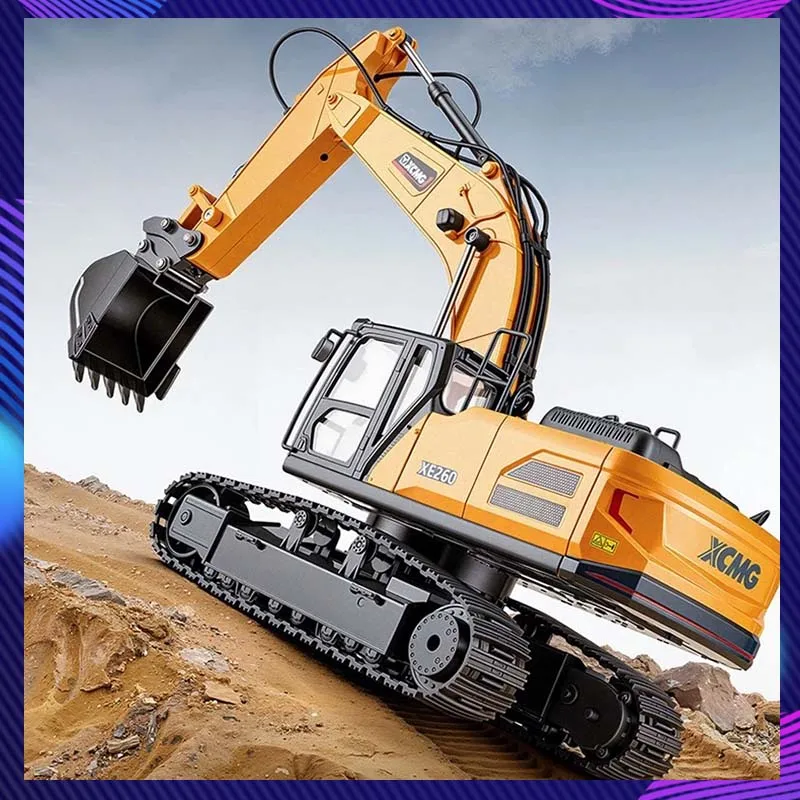 XE1260 RC Toy 1/18 26CH Remote Control Excavator Digger RTR 360 Degree Rotation Model Metal Bucket Light Sound Vehicle Toy Gift
