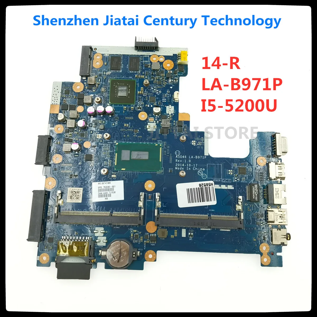 

LA-B971P FOR HP 240 G3 14-R laptop motherboard 762240-501 762240-001 AS046 I5-5200U 820M/2GB motherboard 100% test