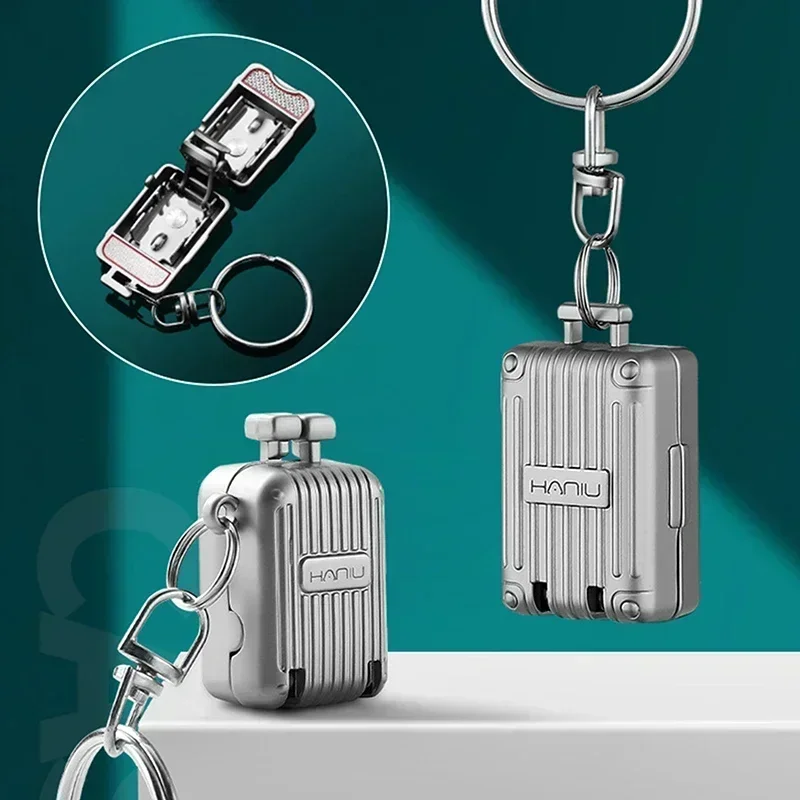 Tagliaunghie pieghevole 2 in 1 con portachiavi, tagliaunghie portatile per unghie dei piedi in acciaio inossidabile, strumento per manicure da viaggio ruotabile f