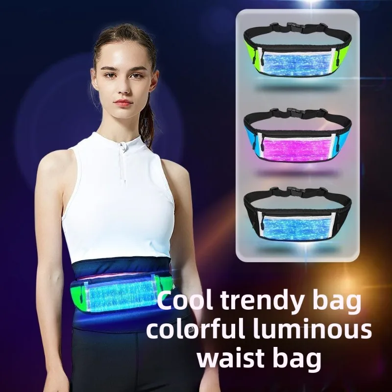 حقيبة خصر LED للجري والرياضات الليلية عاكسة تضيء حزمة كروس USB قابلة لإعادة الشحن ملونة متغيرة الخصر المتوهج في الهواء الطلق
