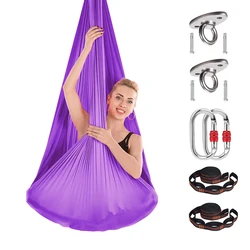 4*2.8m Full Set Aerial Silk Yoga Hammock Inversion Traction Exercises Anti-Gravity Yoga Pilates Trapeze Swing