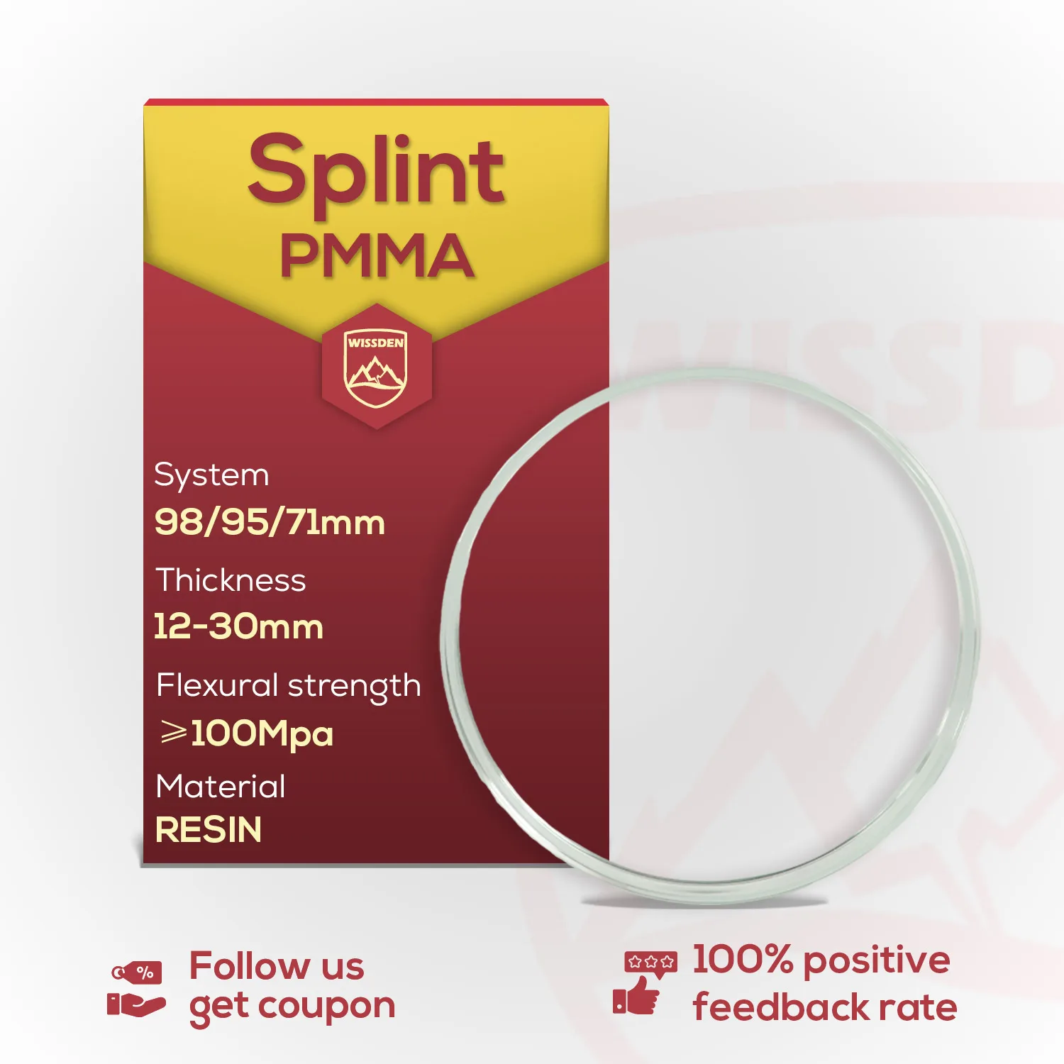 

Новый диск из ПММА с прозрачной шиной, 71/95/98 мм, полупрозрачные материалы из ПММА для стоматологической лаборатории, CAD/CAM