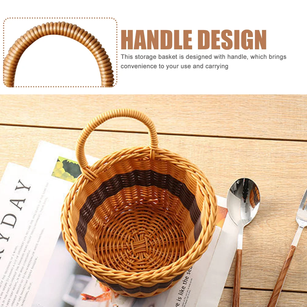 

Woven Storage Baskets Plastic Hanging Basket For Kitchen Wall Organizer Flower Holder Home Decoration Sundries Storage