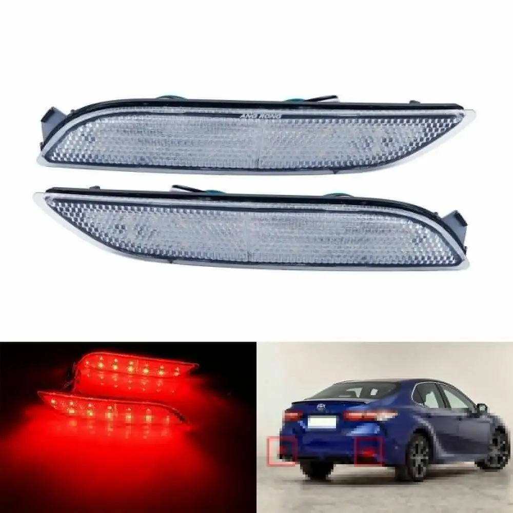 2x Luces LED reflectoras para parachoques trasero, luces de señal de giro, luces antiniebla, luces de freno y marcha atrás para Toyota Camry 2018+