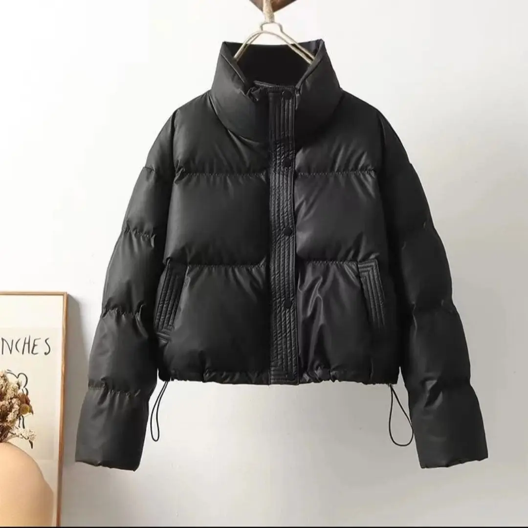 American Style Pu Leather No Wash Cotton Jacket For Women, 2025 New Model, Small Standing Collar, Leather Jacket, Bread Jacket