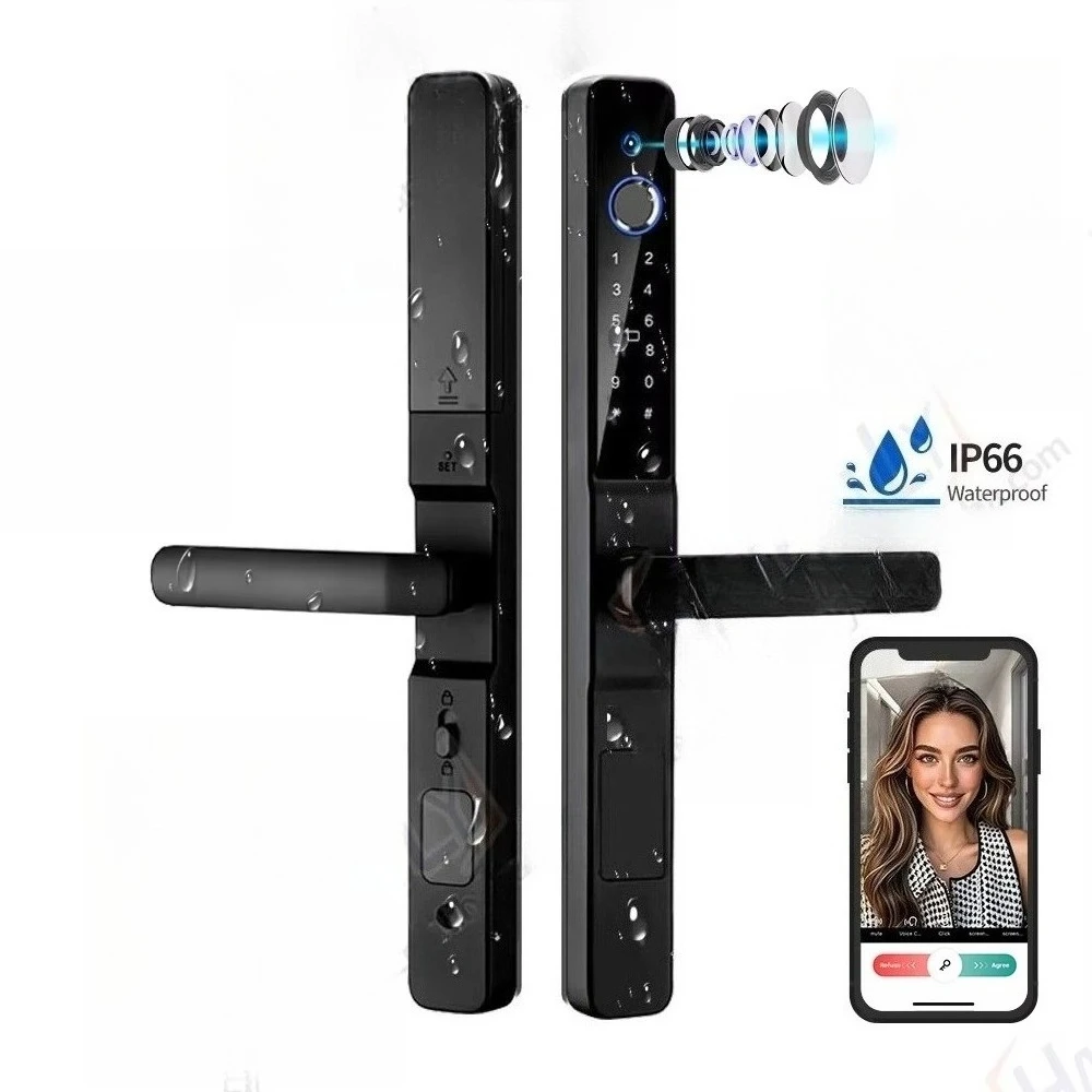 HanDaily Aluminum Door Smart Waterproof Wifi Digital Electronic Smart Door for Sliding Glass Door