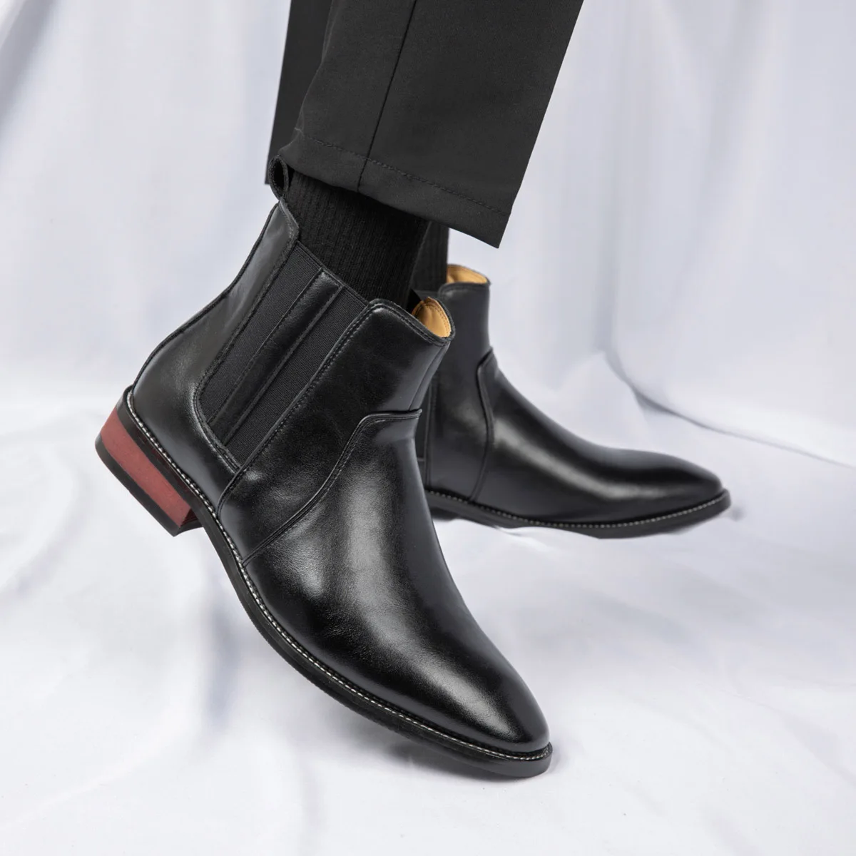 

Brand Men's Chelsea Boots Premium Leather Handmade Boots Work Shoes For Formal Dress Wedding Business Party Shoes New