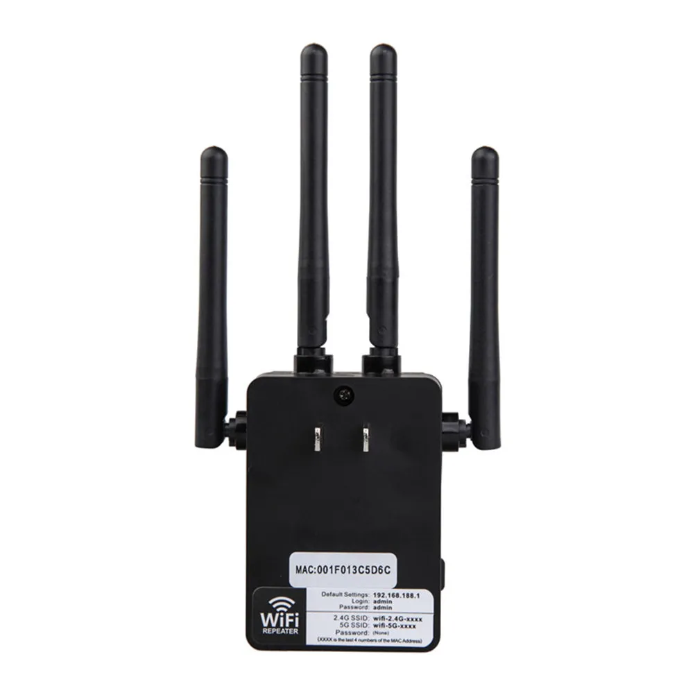 1200 Mbps Dual Band Wireless-N Wi-Fi Router Repeater Black High Power Signal Amplifier Extender for Home Office Community Use