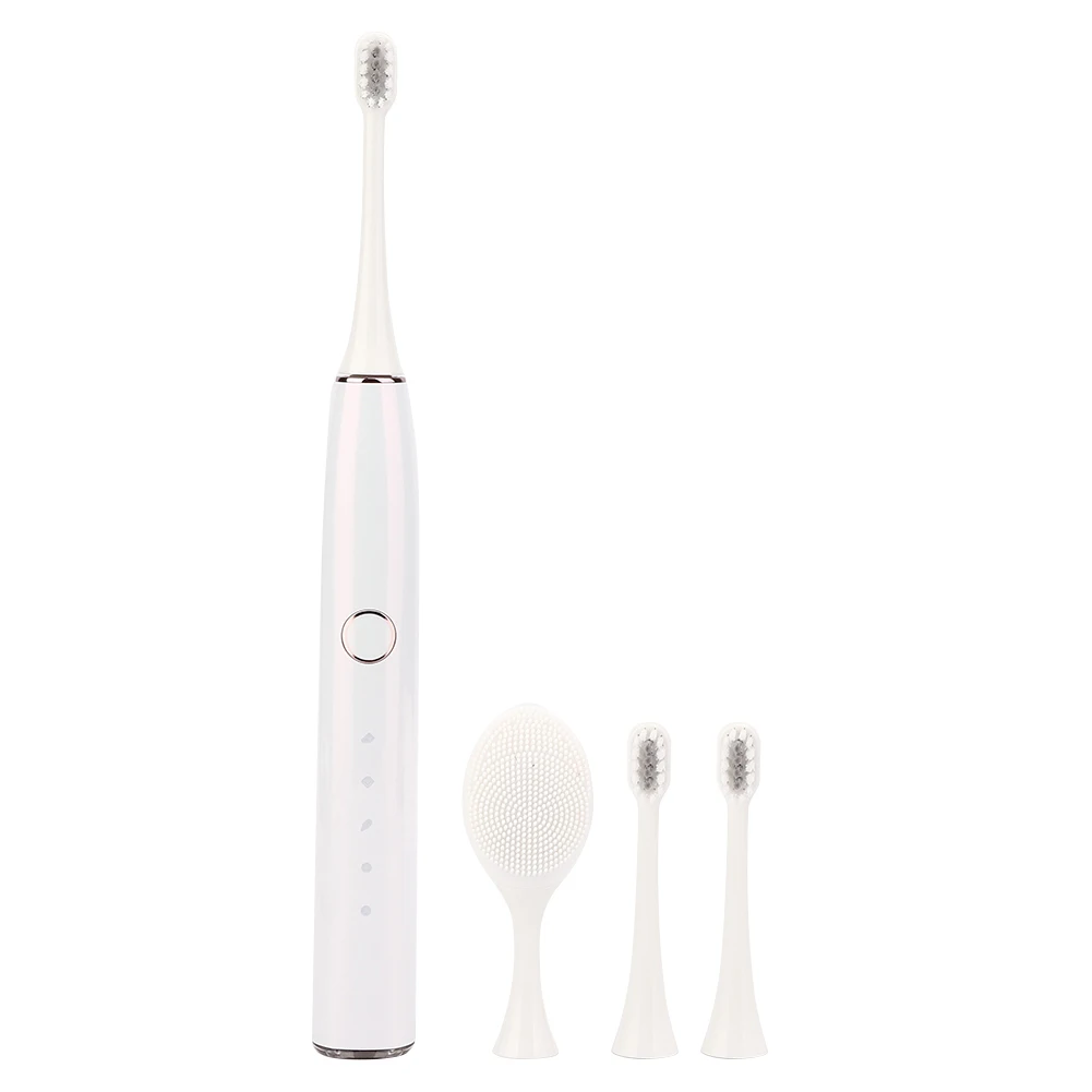 5 Modes Ultrasonic Electric Toothbrush Adult Dual Use 3 Soft Tooth Brush Head + Face Cleansing Head Oral Teeth Whitening Device