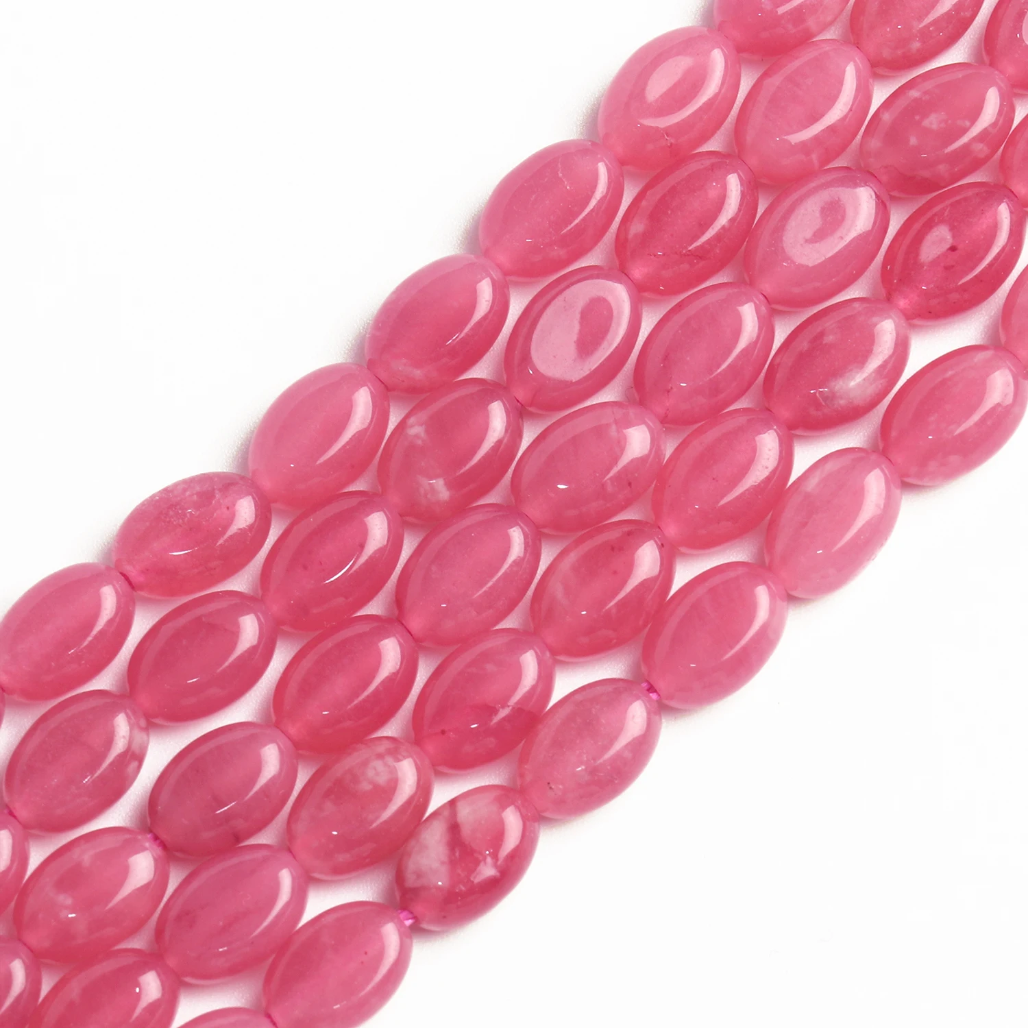9x6mm Oval Natural Stone Pink Jade Chalcedony Beads Loose Beads for Jewelry Making Supplies DIY Bracelets Accessories 15''