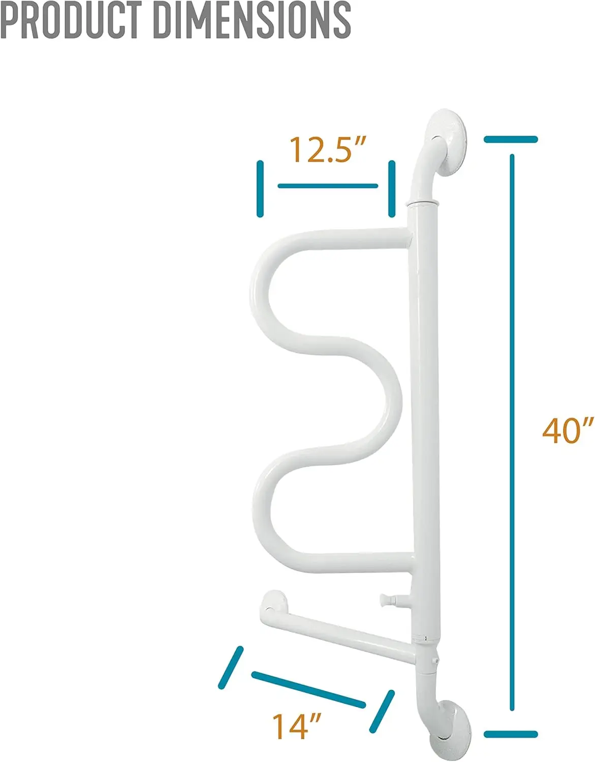 Grab Bar with Handrail, Bathroom Security Assist Railing for Toilet, Shower, and Bathtub Aid, Rotating Safety Handle