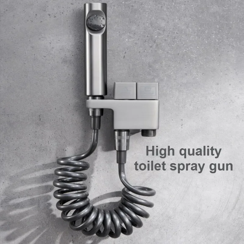 Premium Toilet Bidet Sprayer Faucet, 1 in 2 Out Water Inlet Valve, Bathroom Toilet Cleaning Sprayer, 3 Colors Available