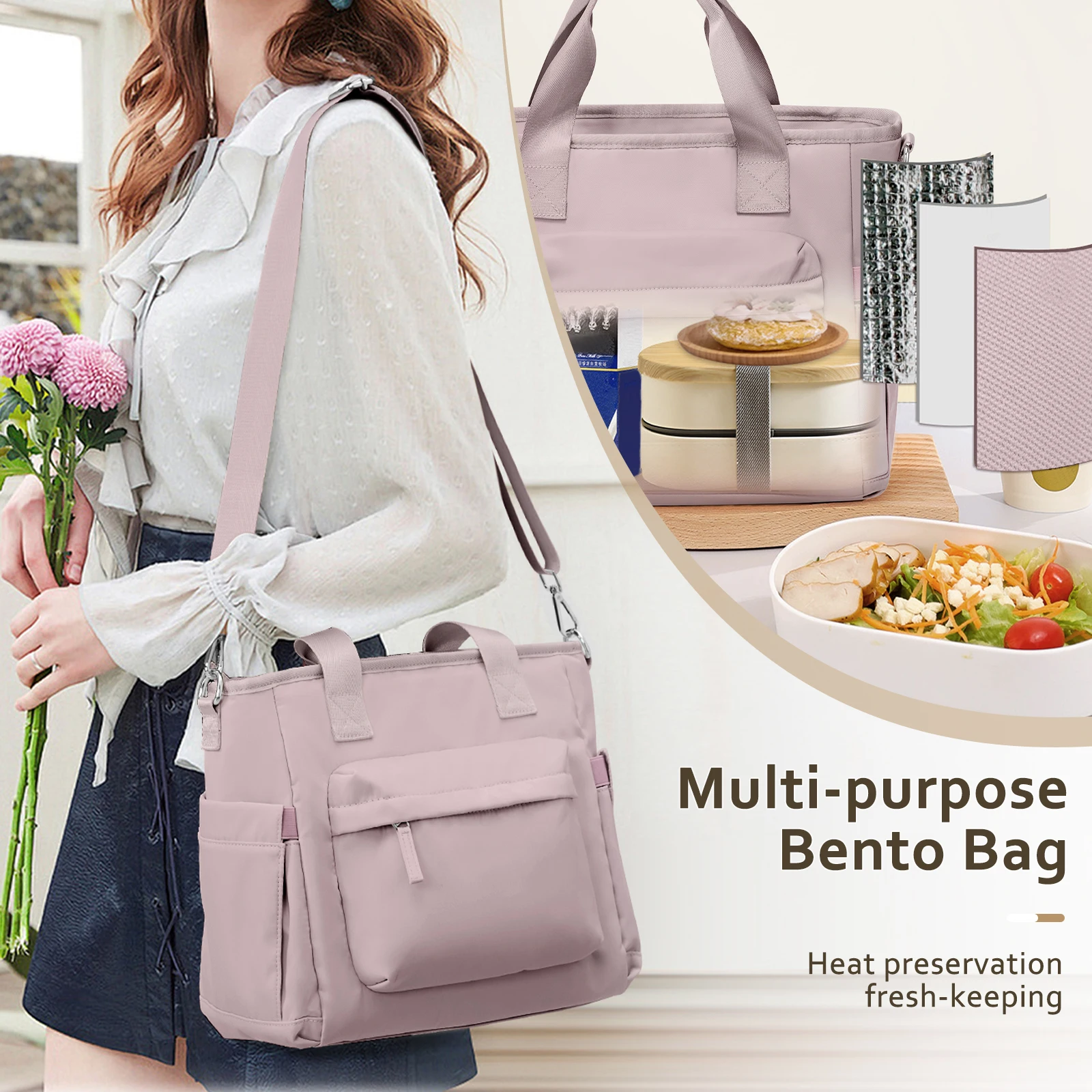 Large Capacity Insulated Lunch Bag, Lunch Box for Women & Men, Reusable Cooler Bag Multifunctional for Outdoor, Work Lunch Bag