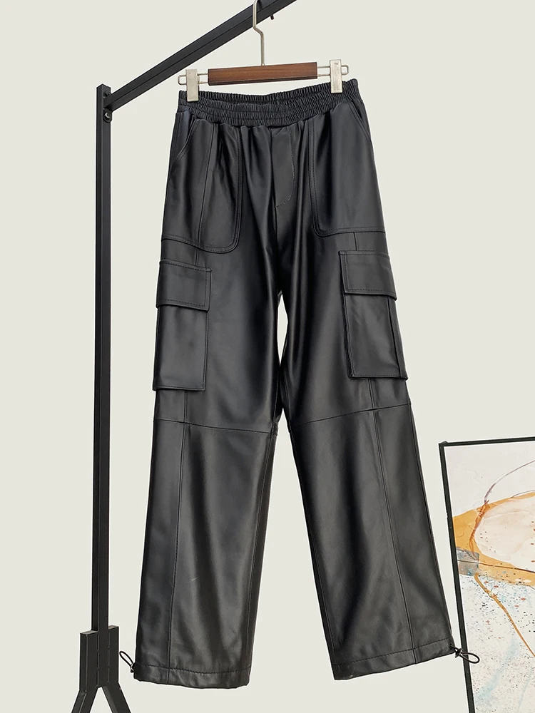 

Loose High Waist Straight Pants Winter New Fashion All-Match First Layer Sheepskin Trousers Overalls