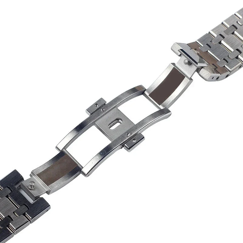 Top Quality steel Watchband 26mm 28mm Silver Men Full Stainless Steel Watch Band Bracelet For AP ROYAL OAK 15400 15500 Strap