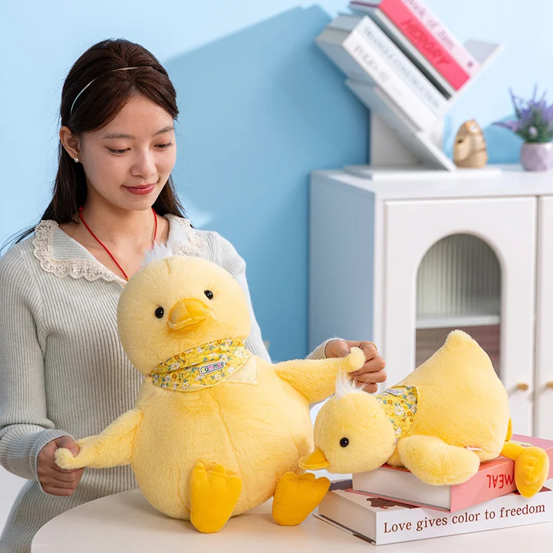 35/60 سنتيمتر محاكاة بطة صفراء ألعاب من نسيج مخملي الشعر الطويل يجلس الكذب بطة أفخم دمية مرافقة النوم هدية #3