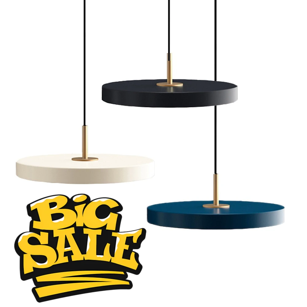 

Northern Europe Minimalist Metal Pendant Light Hanging Lamp Creative Modern Simple Round Saucer for Bed Dining Room lighting