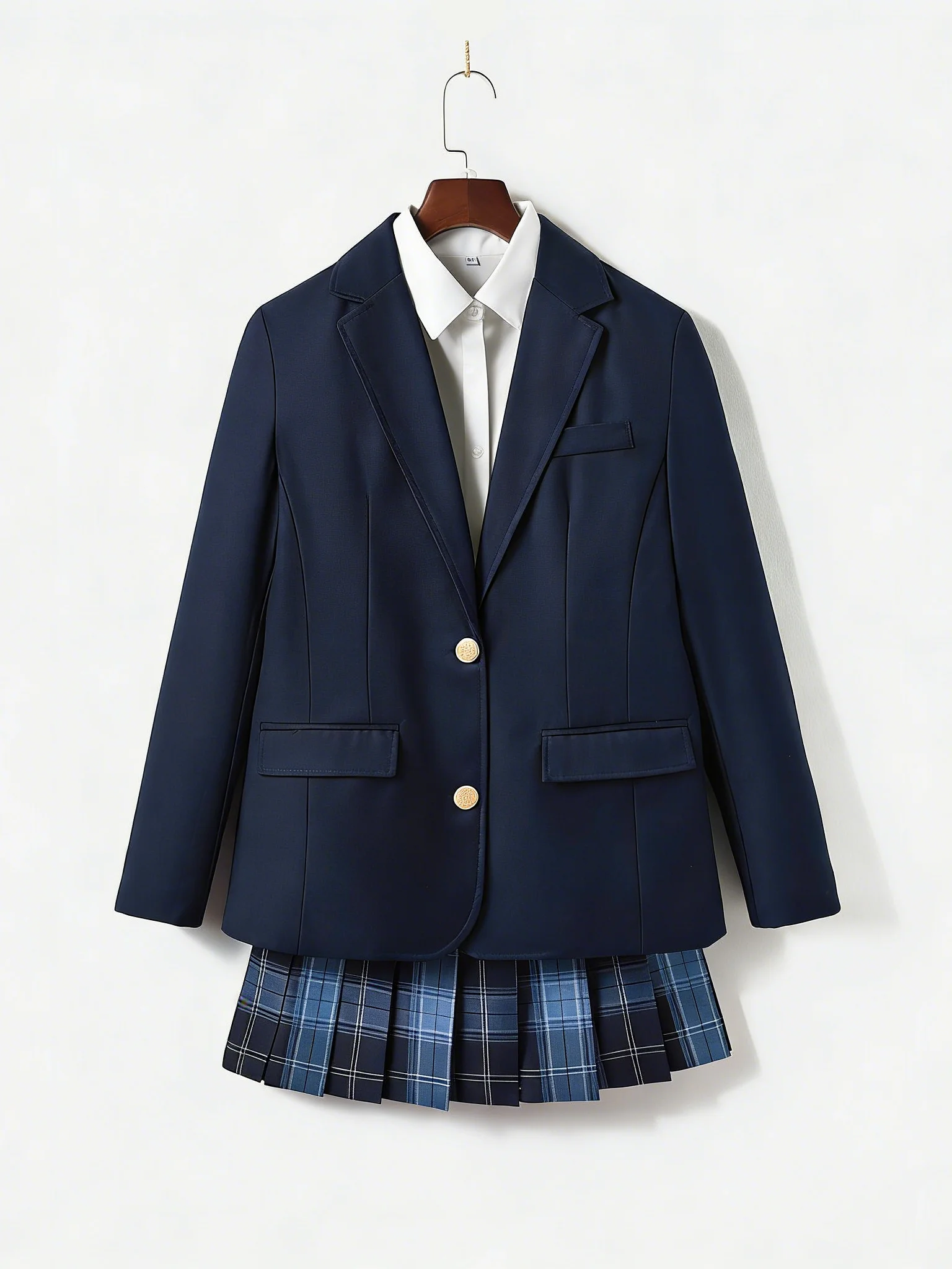 

Pure Color Single-Button Women's Suit Student Interview Formal JK Uniform Long Sleeve Nylon Chinese Original Design