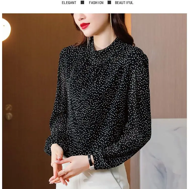 ฤดูใบไม้ผลิมาใหม่เสื้อชีฟองแขนยาวกระชับสัดส่วน