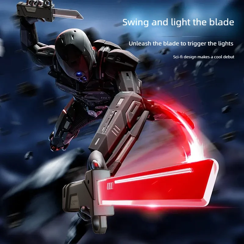 

Kids Telescopic Sword with Red And Blue Light Glowing Sword Toys 2-in-1 Rotating Decompression toy Cosplay Props Interactive Toy