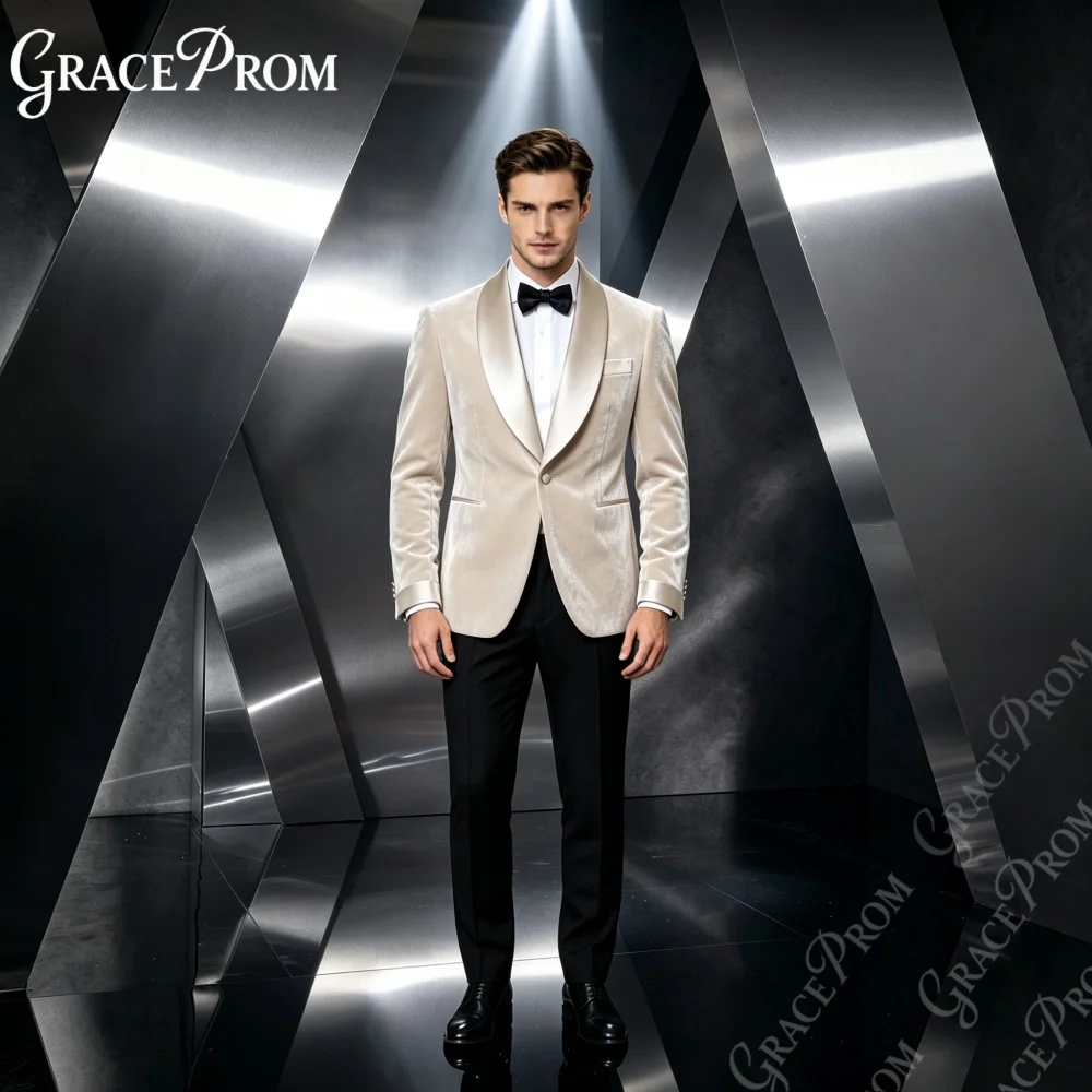 Timeless Velvet Men 2 Piece Suit 2027 Modern Slim Fit Satin Lapel Blazer Trousers Men Formal Tuxedo for Wedding Prom Party Suit