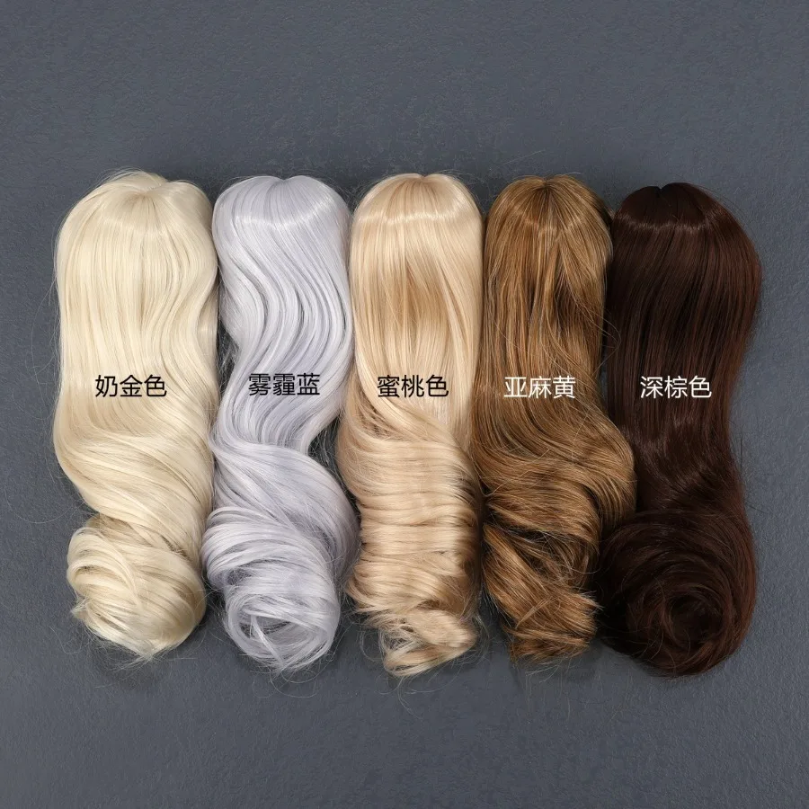 BJD/SD Doll Wig 1/3, 1/4, 1/6 Soft Silk Soft Silky Flat Bangs Wavy Curls Handmade MDD DIY Wig Accessories Girls Dress Up Toys
