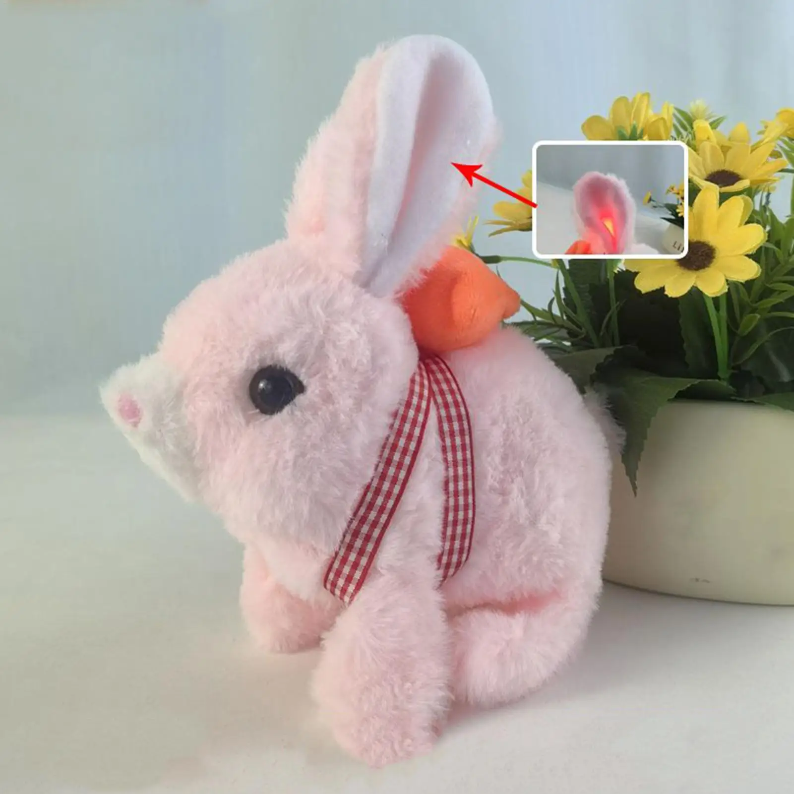 Króliczek Pluszak Interaktywny Elektryczny z Wąchającym Ogonem, Urocze Pluszowe Zabawki dla Rodziny, Dziewczynek, Edukacyjne Zabawy