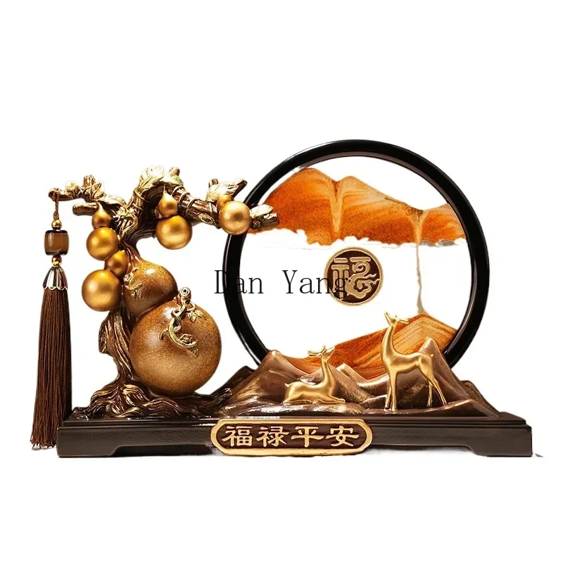 

Persimmon Ruyi gourd quicksand painting ornament high-end living room office decoration Wangzhai moving house new house gift