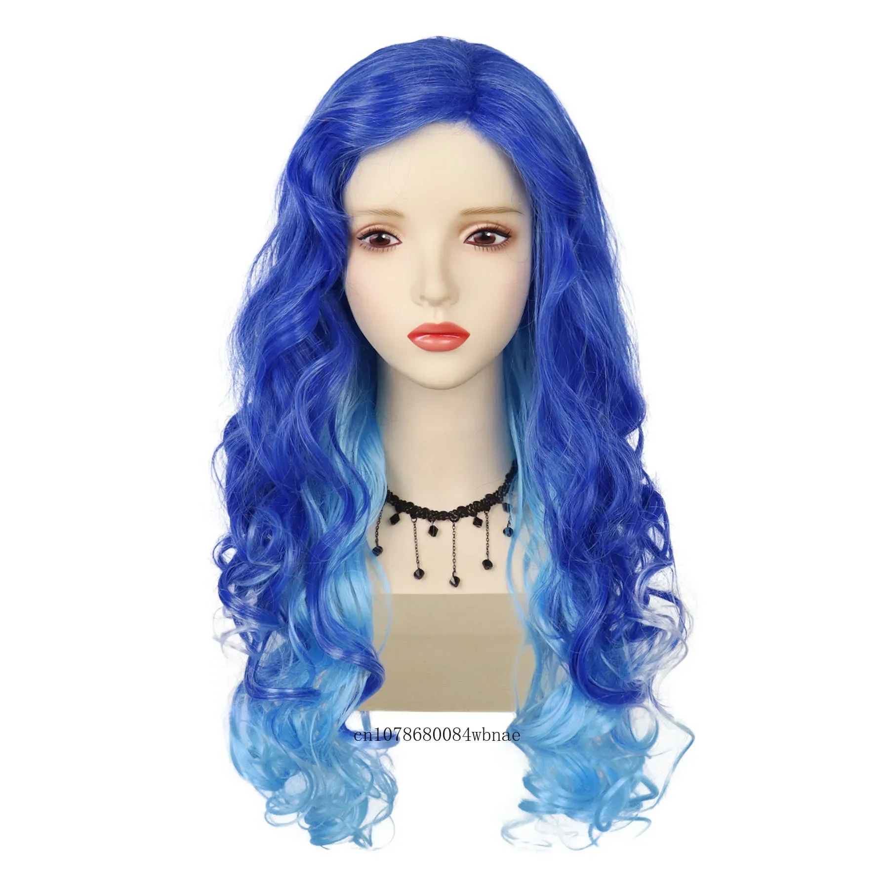 Synthetic Hair Women's Halloween Costume Wigs Skyblue Mixed Blue Long Wavy Wig Fits All Cosplay Dress Up Party Adjustable Size