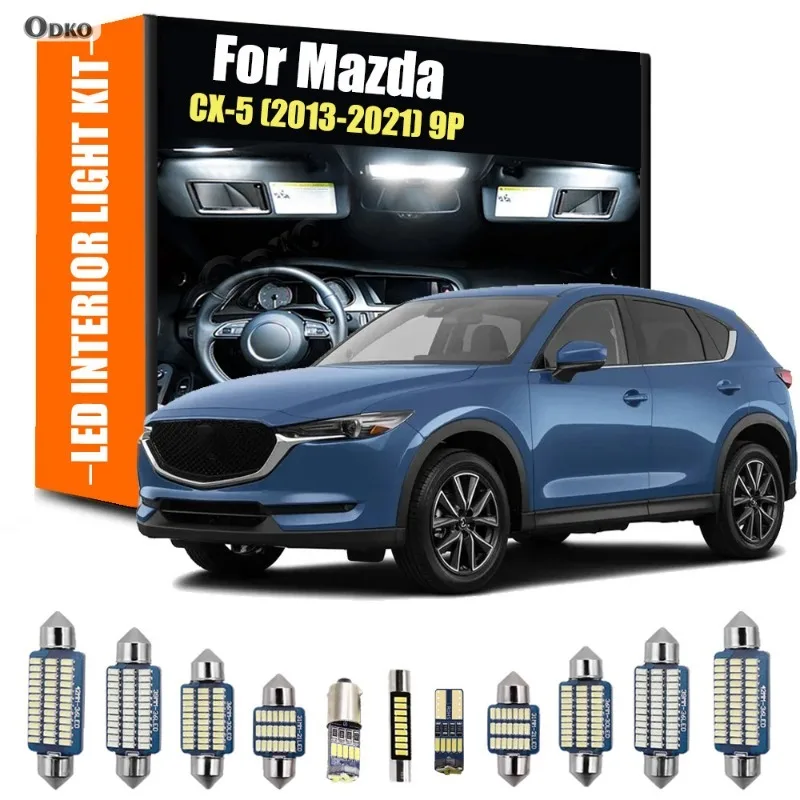 

For Mazda CX-5 2013-2021 9Pcs LED Interior Light Number Plate Bulb Kit Vanity Mirror Trunk Lamp Canbus Signal Lamp