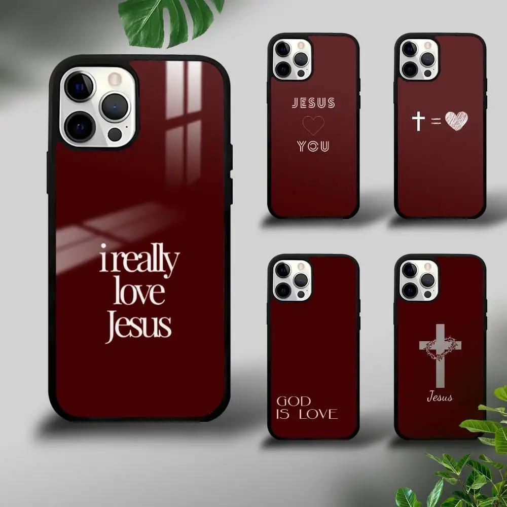 

Cool God Love Jesus Text INS Phone Case For IPhone 16 15 14 13 12 11 Pro Max Plus Mini Plus Hard Mirror Surface Protect Funda