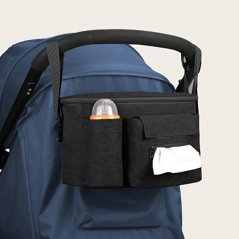 

Large Capacity Stroller Storage Bag Hanging Storage Bag Multifunctional Diaper Bag One Shoulder Mommy Outdoors Bag Black Gray
