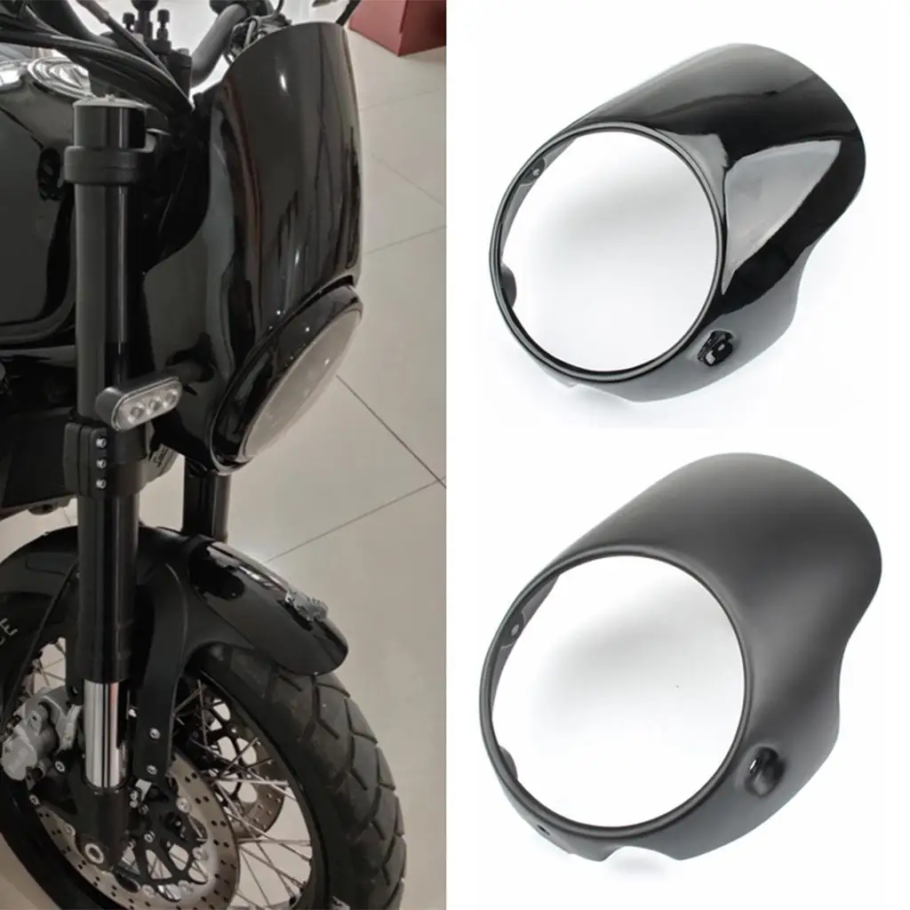 7" Black Motorcycle Headlight Fairing Windshield Kit Universal image 6