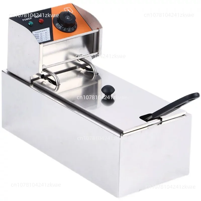 220V Stainless Steel Commercial Electric Fryer Single Cylinder Smokeless Chicken Dough French Fries Fryer