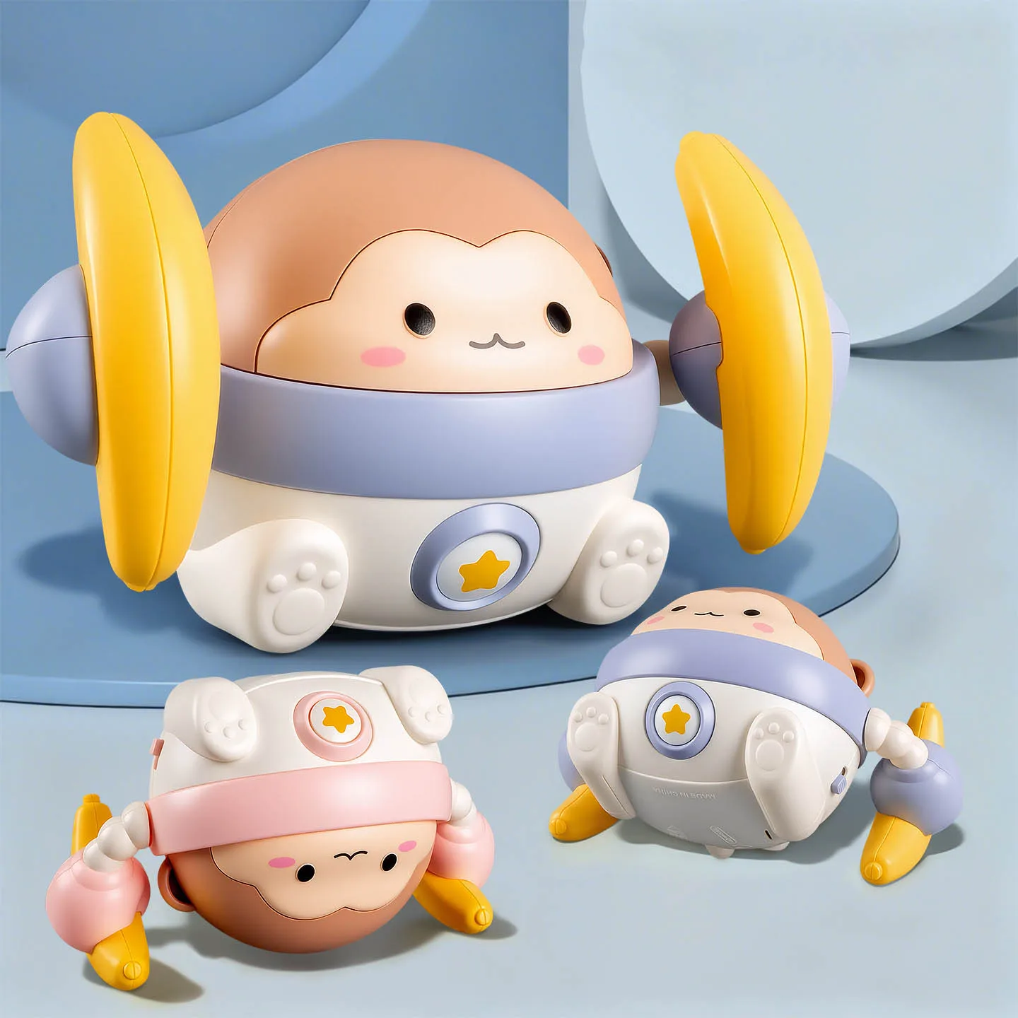 Cute Baby Toy Voice Controlled Electric Rolling Monkey Sing Dancing Babies Aged 0-11 Practicing Raising Their Head Climbing Toy
