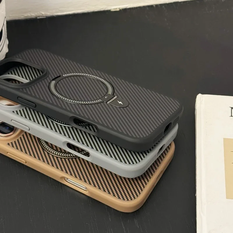 New Desert Gold Foldind Stand Holder phone case for iphone 16 15 14 13 12 11 pro max plus Magsafe Magsafe carbon fibre cover