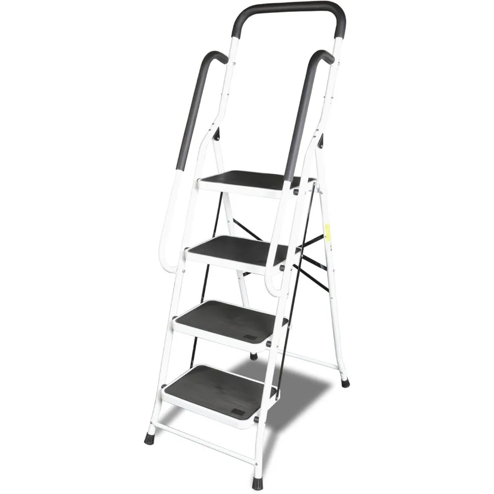 

4 Step Ladder, Folding Lightweight Step Stool with Handrails and Wide Anti-Slip Pedal for Home, Office, Kitchen and Garage, 400