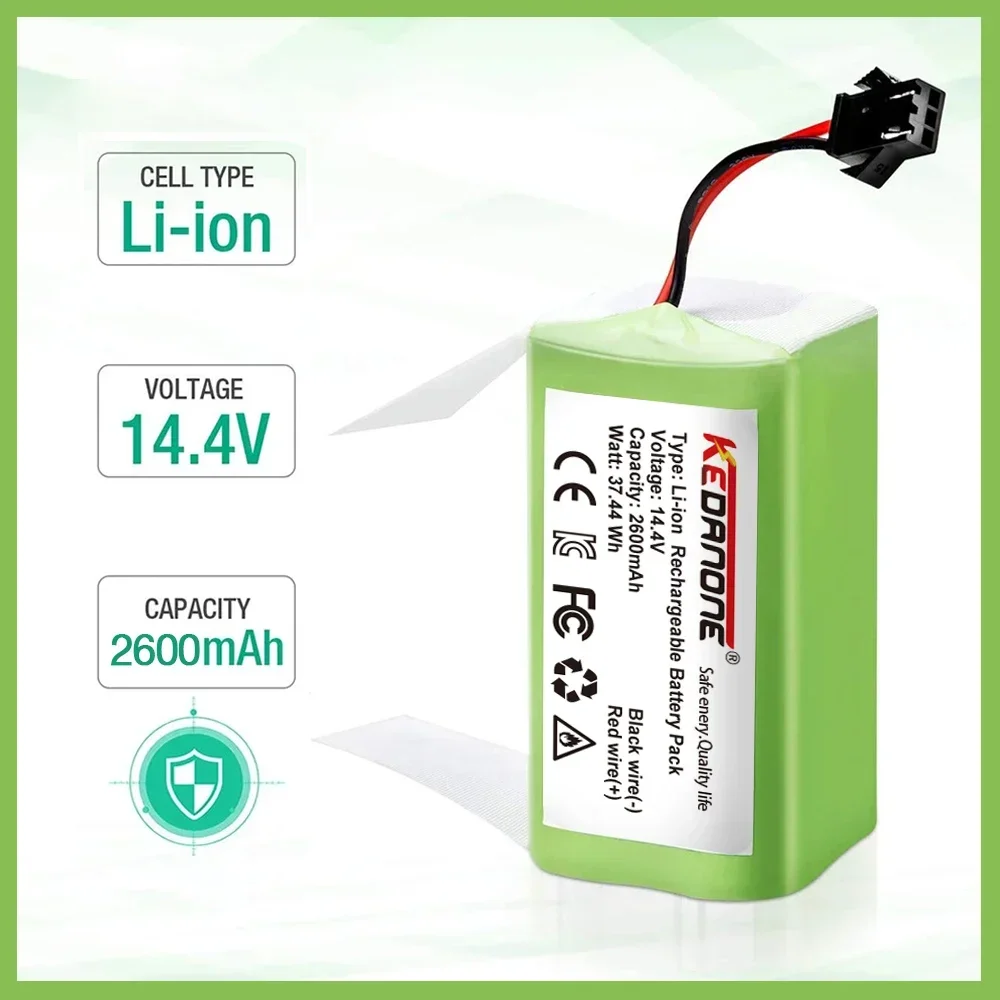 14.4V 4000mAh 18650 Replacement Li-ion Battery for Conga Excellence 990 1090 Ecovacs Deebot N79S N79 Eufy Robovac 11S 12 15C