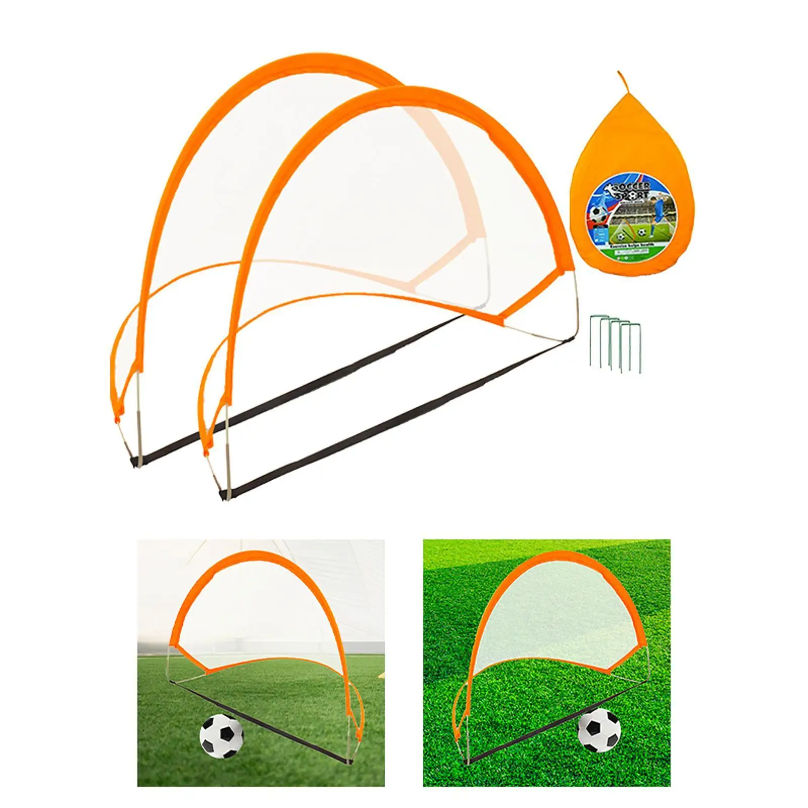 2x Gawang Sepak Bola Anak-anak Rangka Gawang Sepak Bola Ringan untuk Halaman Belakang Rumput Pantai 60 x 40 x 40cm